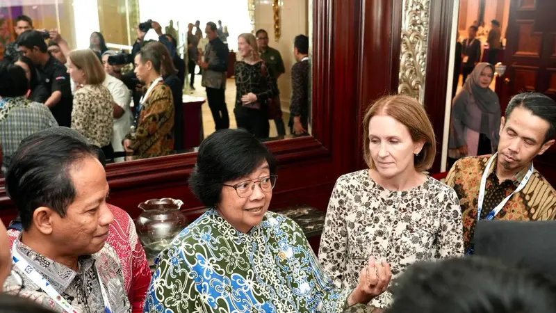 Menteri Lingkungan Hidup dan Kehutanan (LHK) Siti Nurbaya saat menghadiri workshop Pelaksanaan Result Based Contribution (RBC) Tahap 1 Norwegia di Jakarta. (Istimewa)
