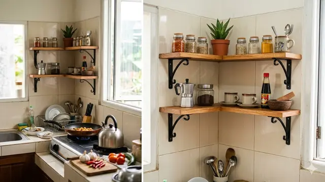 Rak Dinding Dapur yang Cocok untuk Dapur Sempit (Foto: Gemini AI)