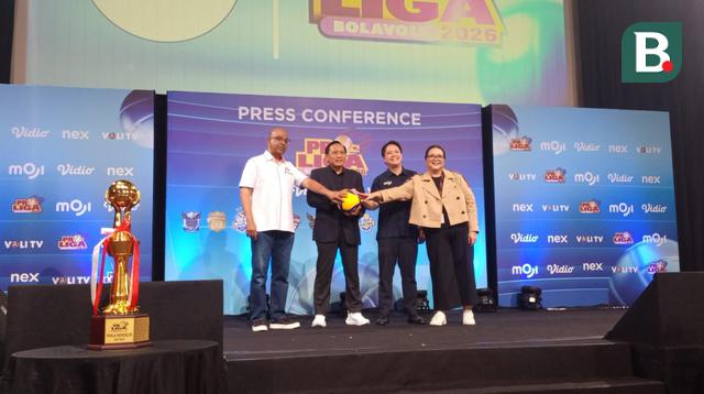 Konferensi Pers Proliga 2026 di Studio Lantai 8 SCTV Tower, Senayan City hari Senin (22/12/2025). (Hendry Wibowo/Bola.com)