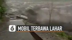 Beredar video sebuah mobil terbawa arus saat lahar dingin. Beruntung pengemudi mobil itu dinyatakan selamat.