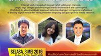 Kegiatan ini akan diadakan pada hari Selasa, 3 Mei 2016 di Auditorium Fakultas Perikanan Institut Pertanian Bogor.