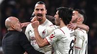 AC Milan. Zlatan Ibrahimovic dan kawan-kawan tercatat belum terkalahkan dalam 10 laga terakhir di Serie A Liga Italia sejak pekan ke-23 (23/1/2022) hingga pekan ke-32 (10/4/2022). Total tim asuhan Stefano Pioli menorehkan 5 kali kemenangan dan 5 hasil imbang. (AFP/Marco Bertorello)