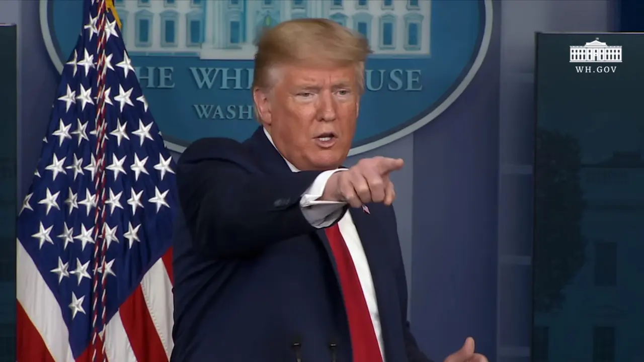 Presiden AS Donald Trump dalam briefing melawan Virus Corona (COVID-19) di Gedung Putih.