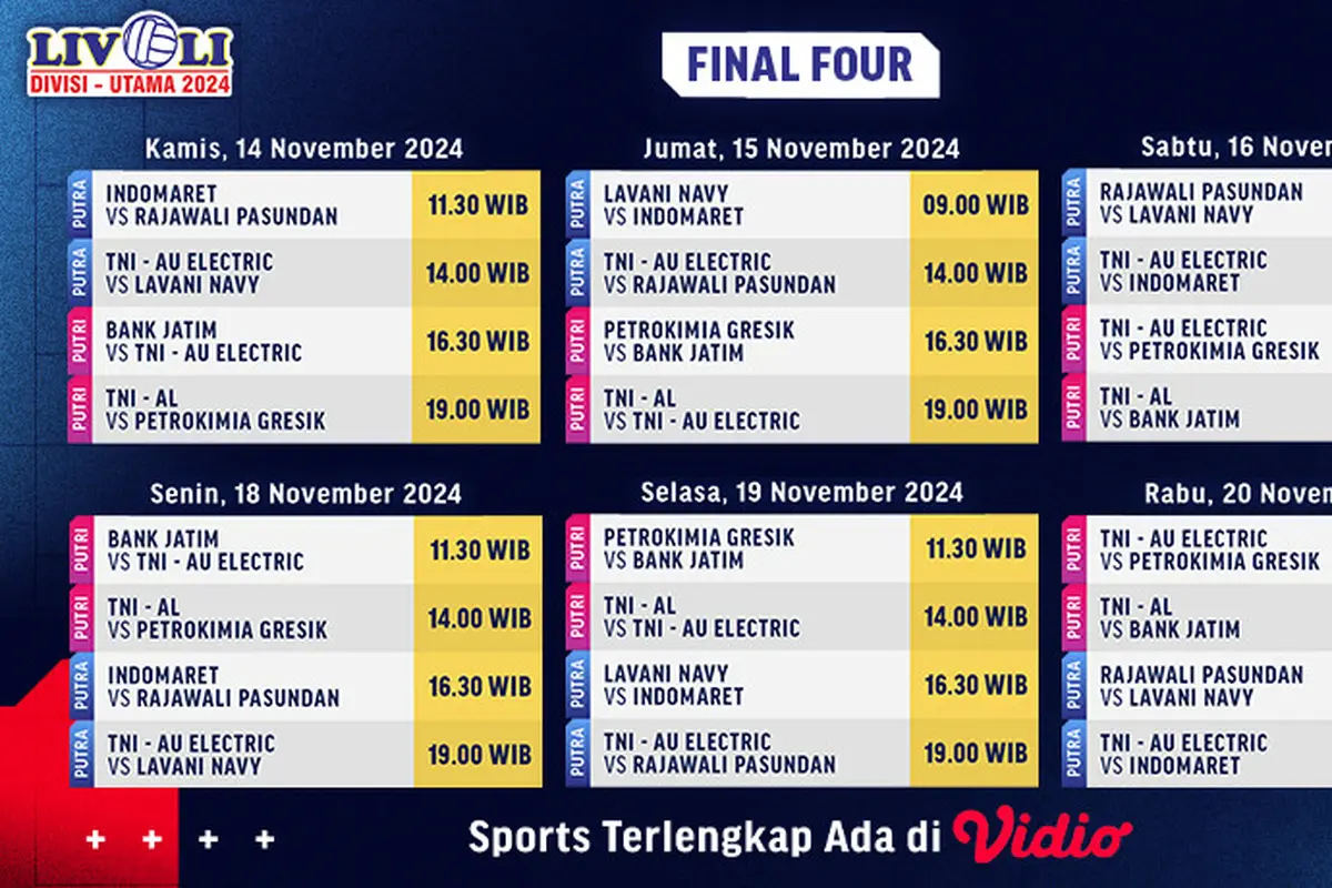 Jadwal Livoli Divisi Utama Final Four 2024