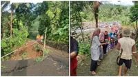 Viral Momen Warga Gotong Royong Jalan yang Longsor, Tua hingga Muda Kompak Saling Bantu