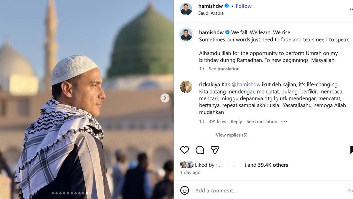 Hamish Daud Bersyukur Bisa Ultah Sekaligus Jalani Ramadan di Tanah Suci, Sebut Sambut Awal Baru