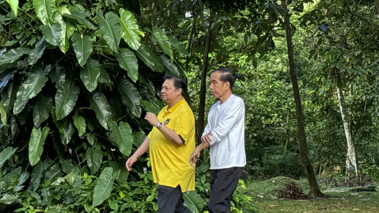 Presiden Joko Widodo atau Jokowi dan Airlangga Hartarto