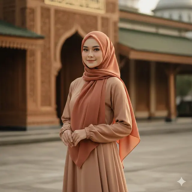 Warna Hijab yang Cocok untuk Gamis Earth Tone