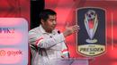 Ketua Steering Committee (SC) Piala Presiden 2025, Maruarar Sirait memberikan sambutan dalam acara Malam Penutupan Piala Presiden 2025 di Studio 8 SCTV Tower, Senayan City, Minggu (12/04/2026) malam WIB. (Bola.com/Bagaskara Lazuardi)