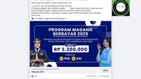 Tangkapan layar klaim link pendaftaran magang berbayar 2025 di Facebook.