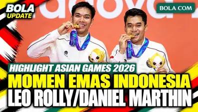 Momen pengalungan medali emas untuk Leo Rolly Carnando/Daniel Marthin setelah menjadi juara ganda putra Asian Games 2026. Saksikan kebahagiaan Leo/Daniel saat menerima medali emas untuk Indonesia.