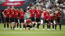 Raut tegang para pemain Manchester United saat adu penalti menghadapi Manchester City pada laga Community Shield 2024 di Wembley Stadium, London, Sabtu (10/8/2024). (AP Photo/David Cliff)