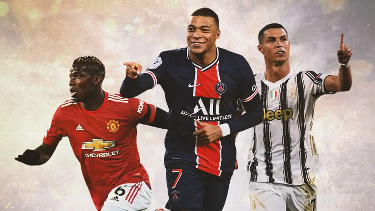 Ilustrasi - Paul Pogba, Kylian Mbappe, Cristiano Ronaldo