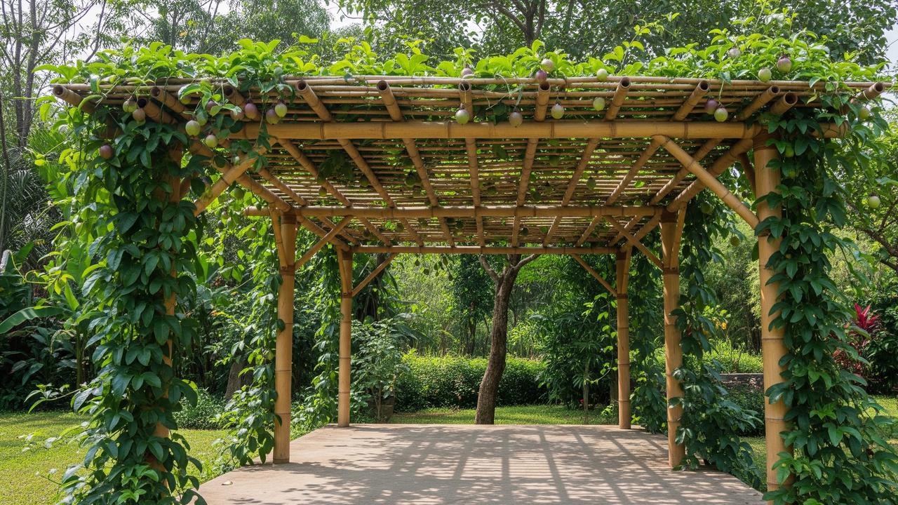 Pergola Bambu untuk Tanaman Markisa
