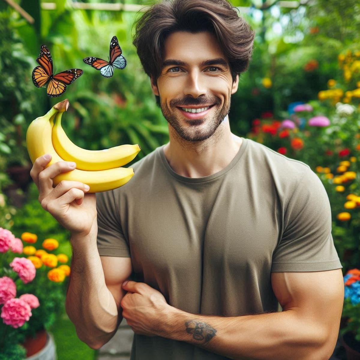 Ilustrasi Pria Memegang Pisang