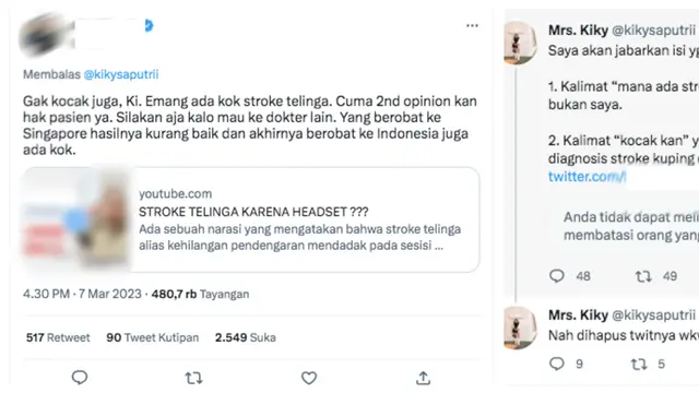 Kata Kiky Saputri Soal Twit Stroke Kuping yang Viral: Saya Orang Awam yang Lagi Curhat ke Presiden Saya, Tiba-Tiba Diserang Sana-Sini. (twitter @kikysaputrii)