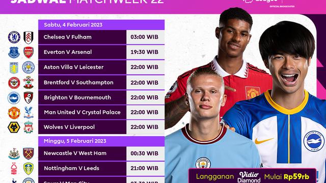 Jadwal dan Live Streaming Liga Inggris 2022/2023 Matchweek 22 di Vidio