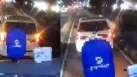 Sebuah mobil menerobos jalur busway (Instagram/@fakta.jakarta)