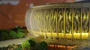 Miniatur Jakarta International Stadium (JIS) yang terletak di Papanggo, Jakarta Utara, Selasa (31/08/2021) sore WIB. PT Jakarta Propertindo (Jakpro) mencatat bahwa stadion yang diproyeksikan berkapasitas 82.000 penonton tersebut telah mencapai 69 persen. (Bola.com/Bagaskara Lazuardi)