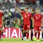 Striker Bayern Munchen Thomas Muller mencetak hattrick ke gawang Fenerbahce pada semifinal Audi Cup 2019 di Allianz Arena, Rabu (31/7/2019) dini hari WIB. (AP Photo/Matthias Schrader)