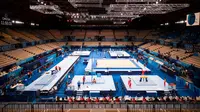Gymnastics Centre Ariake berlokasi di bagian utara distrik Ariake Tokyo. Pada Olimpiade Tokyo 2020, venue ini akan digunakan untuk cabang olah raga senam. (Foto: AFP/Loic Venance)
