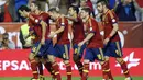 Spanyol mengikuti Piala Dunia 2014 dengan Status sebagai Juara Piala Dunia 2010 namun Performa  pada 2014 tidak meyakinkan, Spanyol hanya berada pada peringkat tiga grup, sekali menang dan dua kali kalah.  (AFP/Jose Jordan)