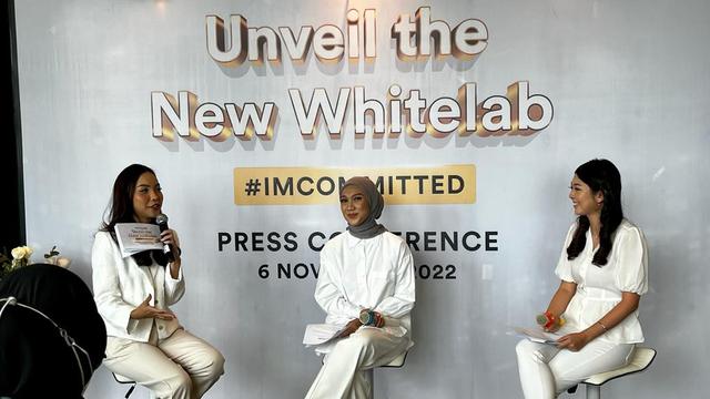 Suasana konferensi pers terpilihnya Sehun sebagai global ambassador Whitelab di Central Park Jakarta Barat, Minggu (6/11/2022)