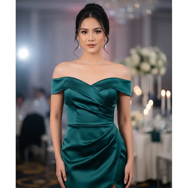 Model Dress dari Bahan Satin (Image by Gemini AI)