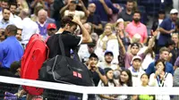 Unggulan tiga AS Terbuka 2019 Roger Federer dikalahkan Grigor Dimitrov pada perempat final, Selasa (3/9/2019) atau Rabu WIB. (AFP/Al Bello)