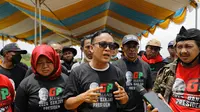 Relawan Ganjar Pranowo (GP) Mania bersama ratusan petani Indramayu saat deklarasi dukungan capres. (Istimewa)