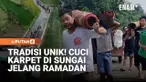 Beragam cara dilakukan masyarakat untuk menyambut datangnya bulan suci Ramadan. Di Kabupaten Boyolali, Jawa Tengah, warga berbondong-bondong mendatangi aliran sungai Kali Talang di Desa Nepen, Kecamatan Teras untuk mencuci karpet masjid dan karpet ru...