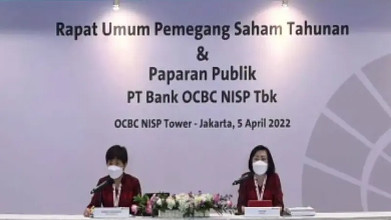 RUPST dan Paparan Publik PT Bank OCBC NISP Tbk, Selasa (5/4/2022) (Foto: tangkapan layar/Pipit I.R)