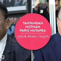 Berikut tantangan Hotman Paris Hutapea untuk menghadapi Mario Teguh. (Foto: Bintang Pictures, Desain: Muhammad Iqbal Nurfajri/Bintang.com)