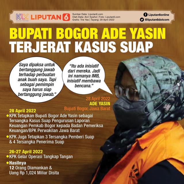 <p>Infografis Bupati Bogor Ade Yasin Terjerat Kasus Suap. (Liputan6.com/Trieyasni)</p>