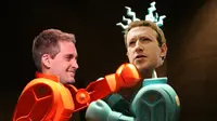 Ilustrasi: CEO Snapchat Evan Spiegel 'menghajar' CEO Facebook Mark Zuckerberg gara-gara Instagram jiplak Snapchat (Sumber: Business Insider)