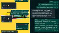 Chat kurir antar paket (Sumber: Twitter/txtdarionlshop)