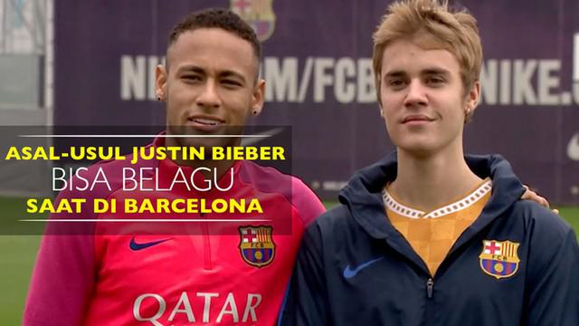 Video Justin Bieber belagu saat bersama Neymar di Barcelona dan asal-usul sikapnya itu bisa tampak.