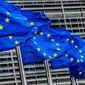 Ilustrasi bendera Uni Eropa di kantor pusatnya di Brussels (AP Photo)