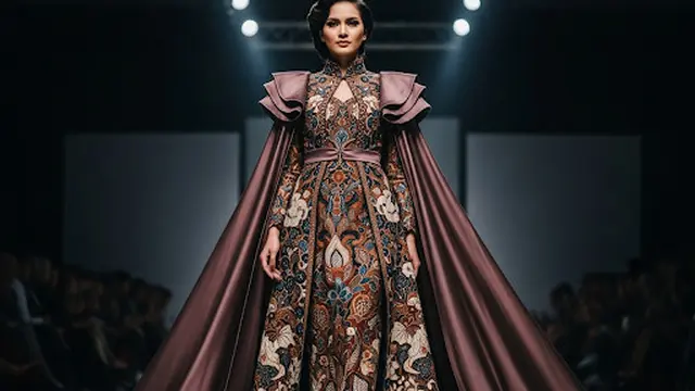 Long Dress Batik Cape Blouse Layered