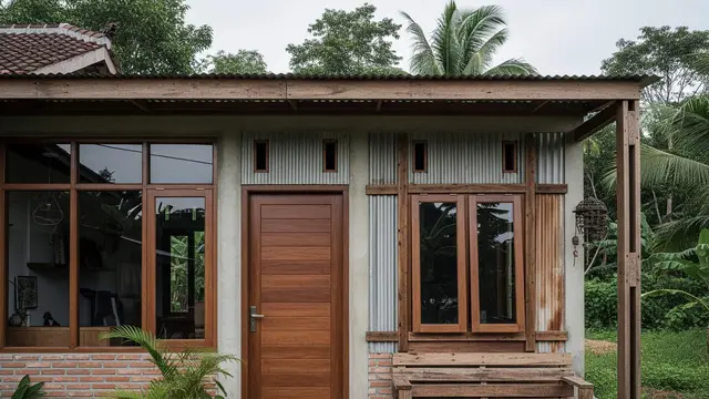 desain rumah desa dengan sentuhan industrial sederhana