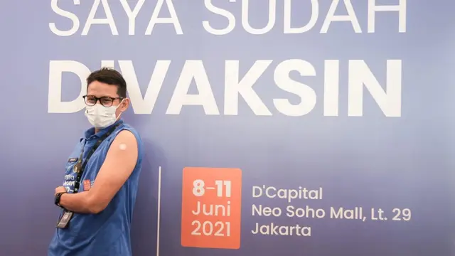 Menparekraf Sandiaga Uno Jalani Vaksinasi Covid-19 Pertama Setelah 6 Bulan Jadi Penyintas