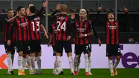 AC Milan memetik kemenangan tiga gol tanpa balas atas Sparta Praha pada laga kedua Grup H Liga Europa, di San Siro, Jumat (30/10/2020) dini hari WIB. (AFP/MARCO BERTORELLO)