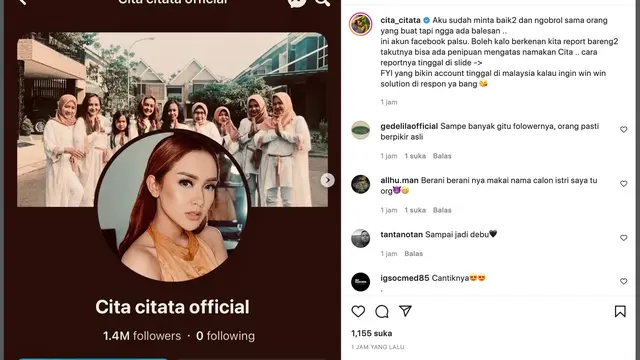 Unggahan Cita Citata. (Foto: Instagram @cita_citata)