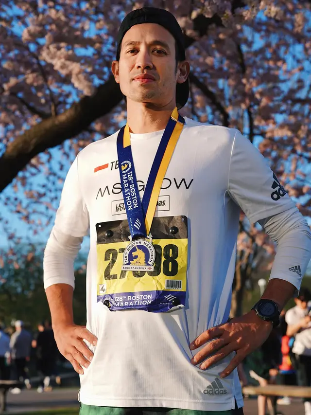 7 Potret Tarra Budiman Ikut Marathon di Boston, Cuma Lebaran Sehari di Indonesia