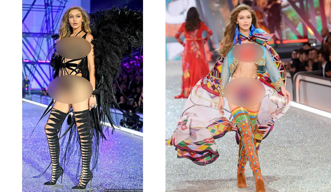 Gigi Hadid di panggung Victoria's Secret Fashion Show 2016.