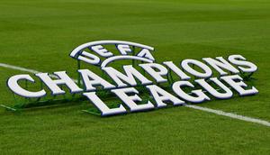Logo Liga Champions UEFA ditampilkan sebelum pertandingan Liga Champions antara FC RB Salzburg dan Paris Saint-Germain di Salzburg, Austria, pada 10 Desember 2024. (KERSTIN JOENSSON/AFP)