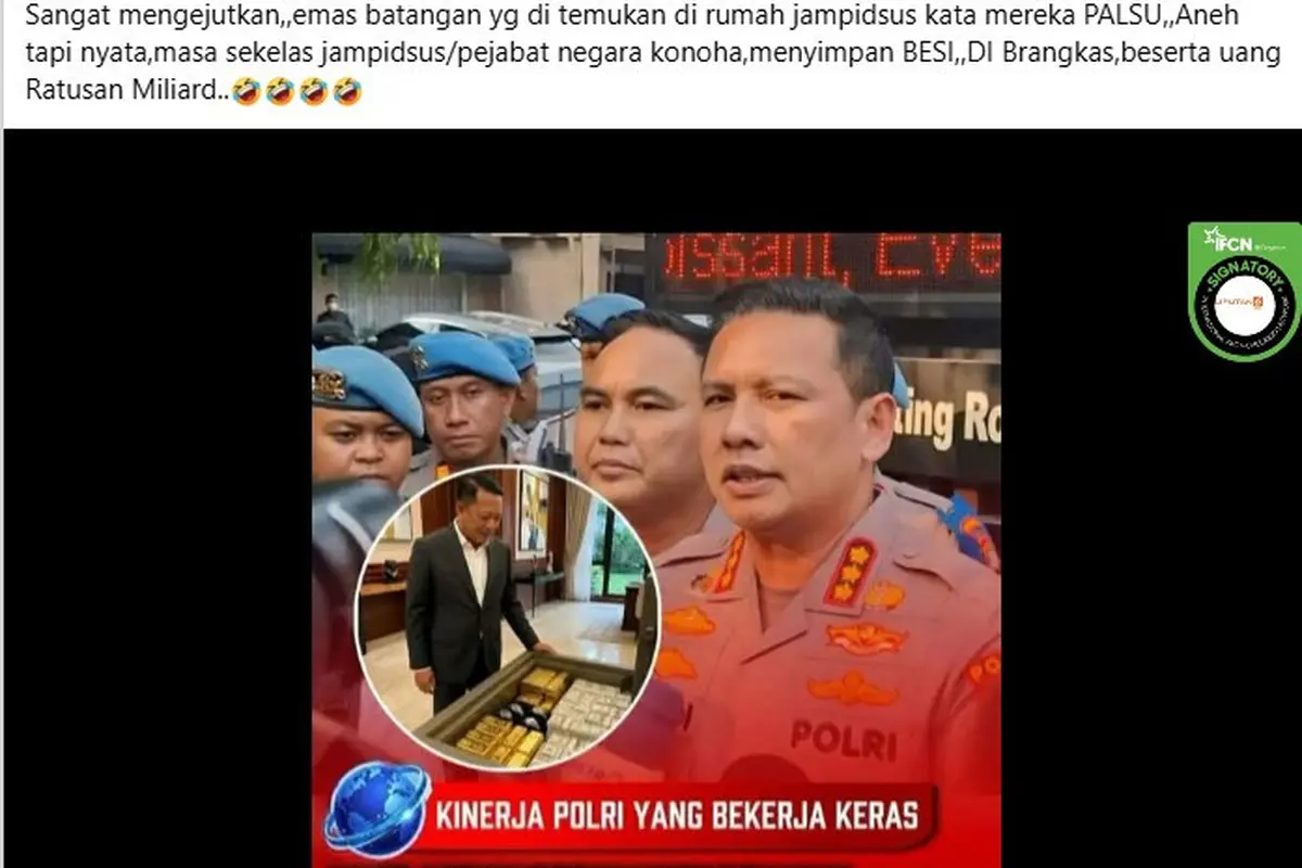Cek Fakta Liputan6.com menemukan unggahan klaim hasil uji emas milik eks Jampidsus palsu