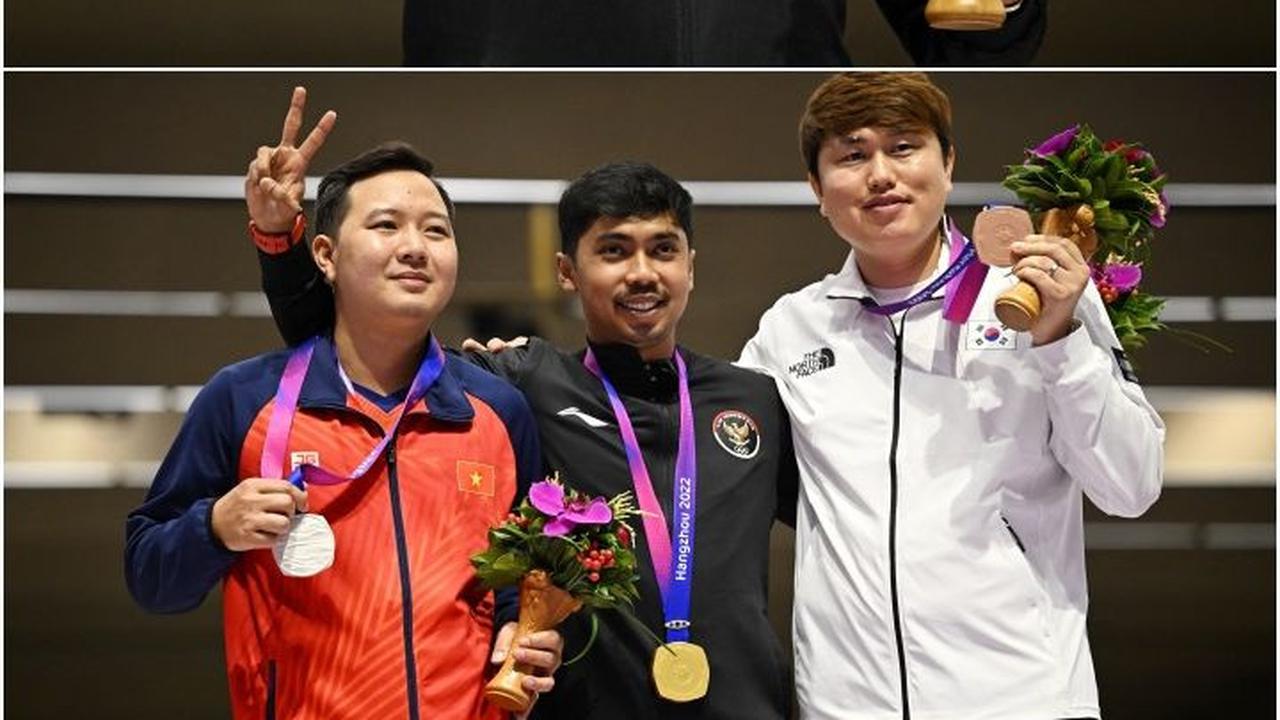 FOTO: Momen Tim Menembak Putra Indonesia Raih Medali Emas dan Perunggu di Asian Games ke-19 Hangzhou
