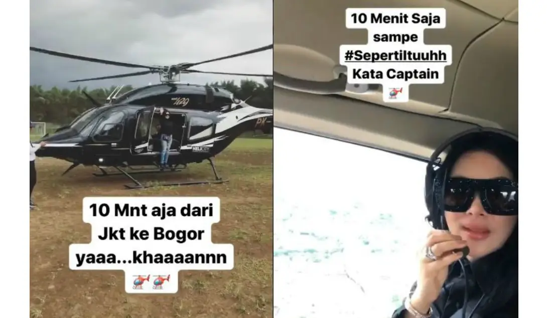 Syahrini naik helikopter dari Jakarta ke Bogor [foto: instagram]