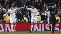 Nacho melakukan selebrasi usai membawa Real Madrid memimpin 1-0 atas PSG di partai lanjutan Grup A Liga Champions, Rabu (4/11/2015) dini hari WIB. ( Reuters / Juan Medina)